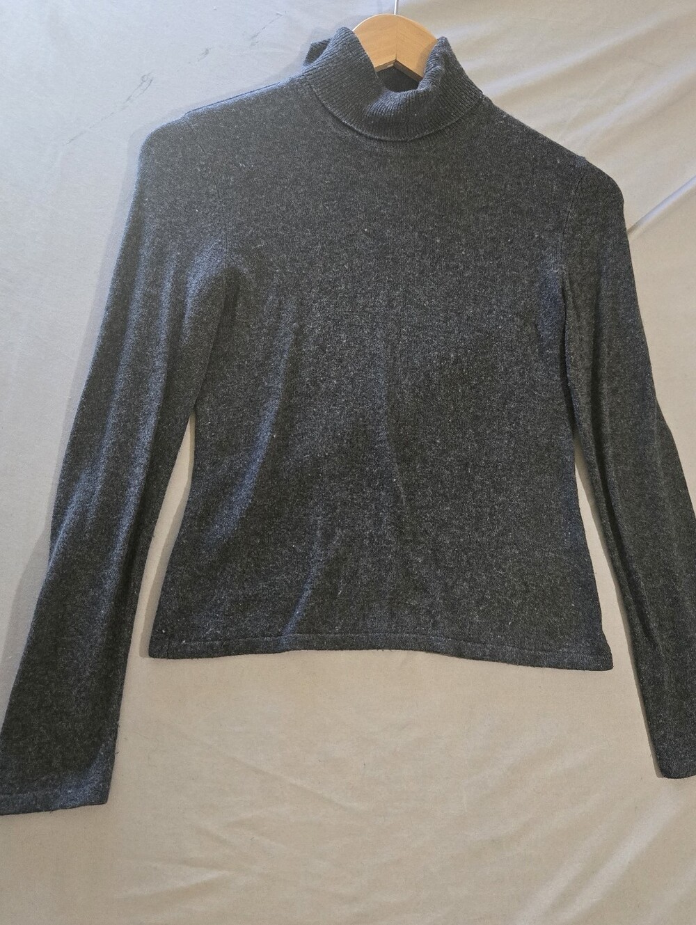 NY Collection Silk Amd Cashmere Blend Charcoal Turtleneck Sweater